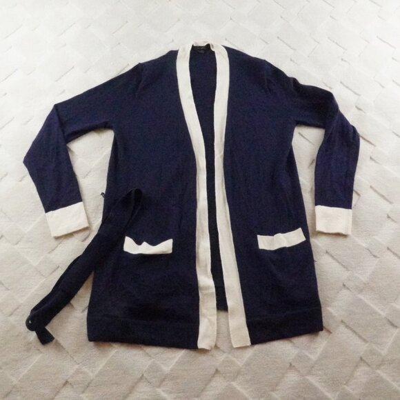 J. Crew Navy and White Cardigan Sweater - Picture 1 of 9